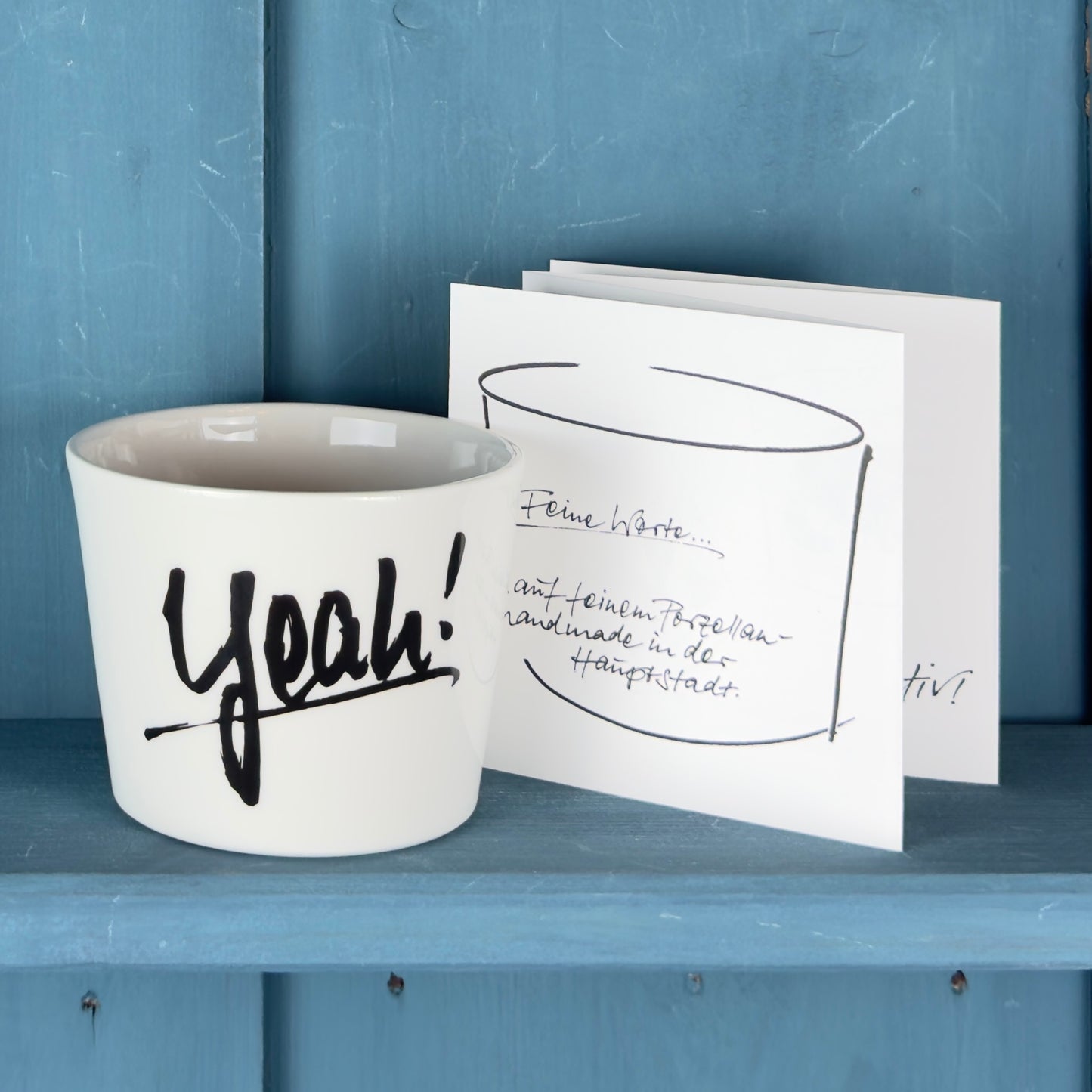 Porzellan Becher »Yeah!«