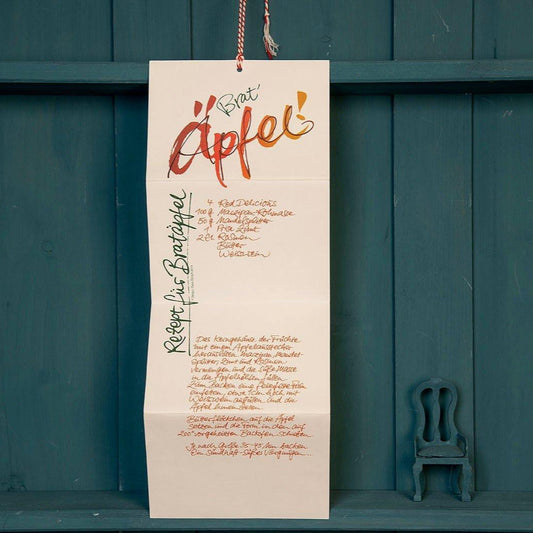 Weihnachtsgruß mit Rezept »Brat Äpfel!« - Kalligraphie Claus Dorsch 